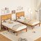 Rustic Golden Brown Acacia Wood MDF Platform Bed Frame with Headboard and Under-Bed Storage